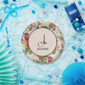 Assiettes En Carton Motif Floral Monogramme Initial J (Fête)