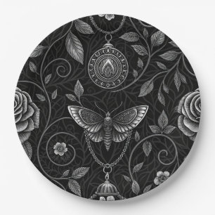 Assiettes En Carton Motif floral papillon gothique (3)