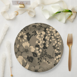 Assiettes En Carton Motif floral rétro élégant