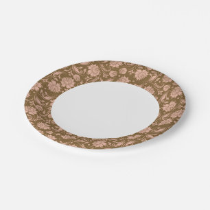 Assiettes En Carton Motif floral rose et Brown