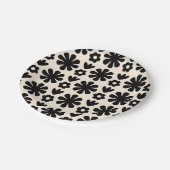 Assiettes En Carton Motif floral scandinave rétro noir & crème (Angle)