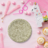 Assiettes En Carton Motif Floral Vert Sage Antique Damas (Fête)