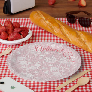 Assiettes En Carton Motif Floral William Morris en rose