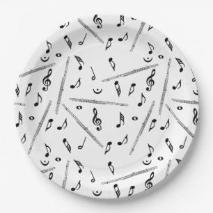 Assiettes En Carton Motif Flute Music Note