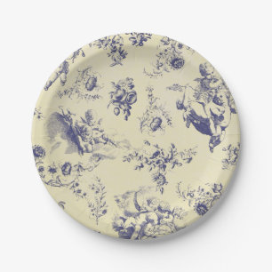 Assiettes En Carton Motif français bleu d'ange de pays de Toile