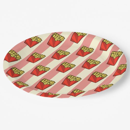 Assiettes En Carton Motif français Fries (Angle)