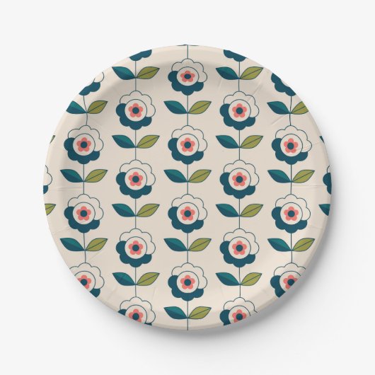 Assiettes En Carton Motif Fun Jardin Retro (Devant)