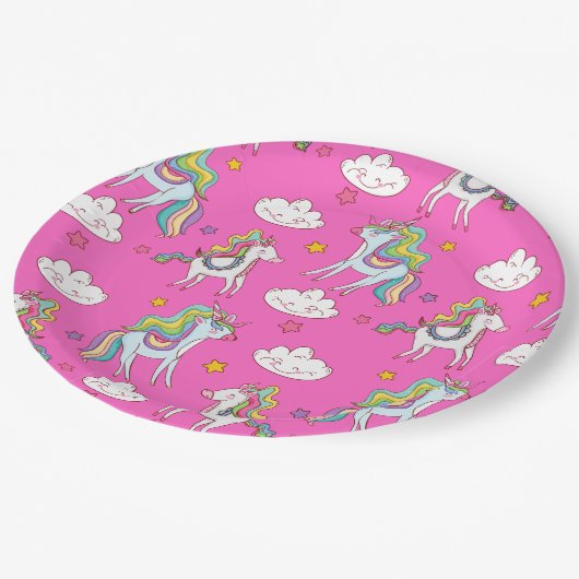 Assiettes En Carton Motif Funny Unicorn mignonne (Angle)