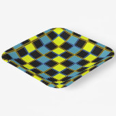 Assiettes En Carton Motif géométrique à damiers bleu jaune (Angulaire)