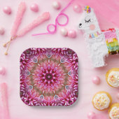 Assiettes En Carton Motif géométrique à fleurs rose Mandala-67545 (Fête)