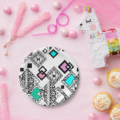 Assiettes En Carton motif géométrique Abstrait (Fête)