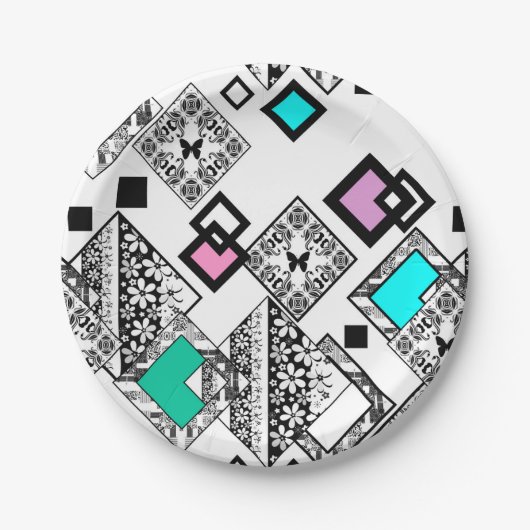 Assiettes En Carton motif géométrique Abstrait (Devant)