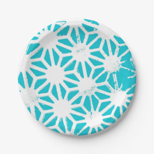 Assiettes En Carton Motif géométrique Aqua