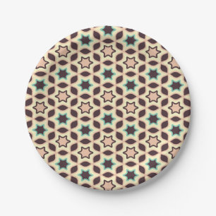 Assiettes En Carton Motif géométrique avec des formes d'étoiles en bru