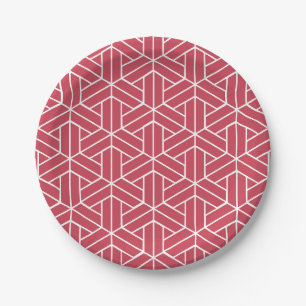 Assiettes En Carton Motif géométrique avec des hexagones rouges