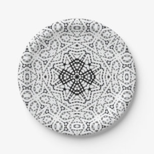 Assiettes En Carton Motif géométrique blanc et noir