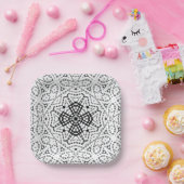 Assiettes En Carton Motif géométrique blanc et noir (Fête)