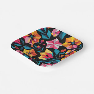 Assiettes En Carton motif géométrique coloré d'étoile simple moderne
