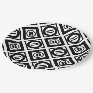 Assiettes En Carton Motif géométrique de signe d'égalité noir sur