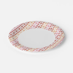 Assiettes En Carton motif géométrique des rayures rouges ikat