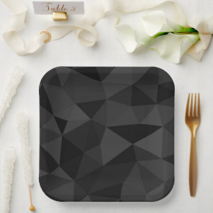 Assiettes En Carton Motif géométrique gris foncé et noir