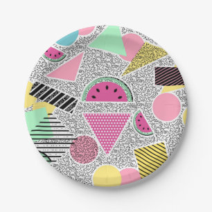 Assiettes En Carton Motif géométrique moderne Memphis motifs inspir