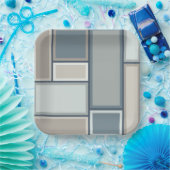 Assiettes En Carton Motif géométrique moderne Modulaire du milieu du s (Fête)