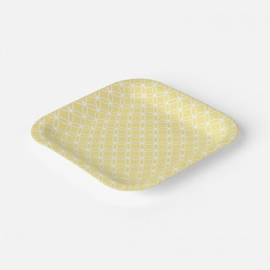 Assiettes En Carton Motif géométrique moderne Sunny Pastel Jaune (Angulaire)