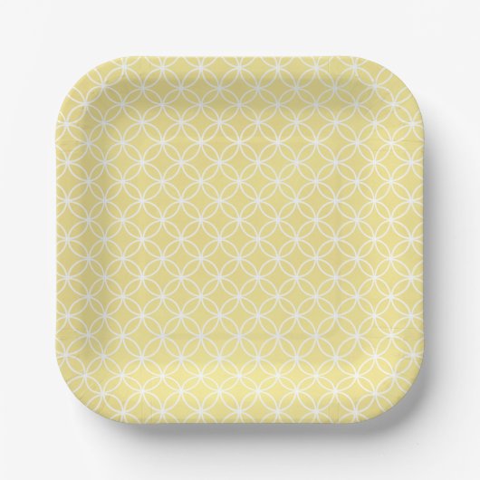Assiettes En Carton Motif géométrique moderne Sunny Pastel Jaune (Recto)
