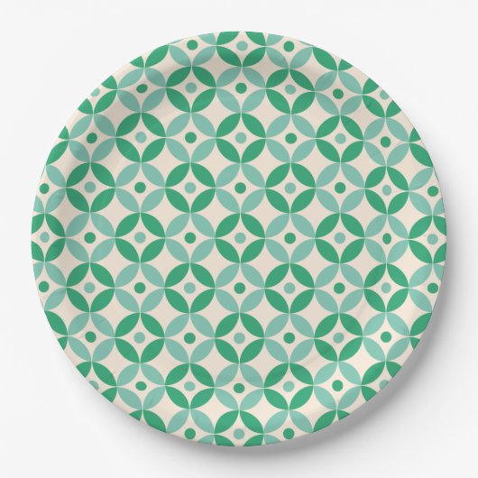 Assiettes En Carton Motif géométrique moyen élégant en vert (Devant)
