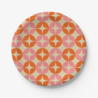 Motif géométrique rose et orange du milieu du sièc