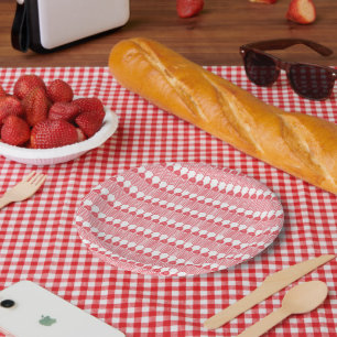 Assiettes En Carton Motif géométrique rouge et rose avec interlo