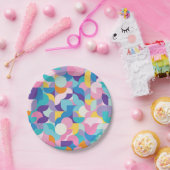 Assiettes En Carton Motif géométrique violet et rose (Fête)