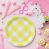 Assiettes En Carton Motif Gingham Jaune (Fête)