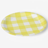 Assiettes En Carton Motif Gingham Jaune (Angle)