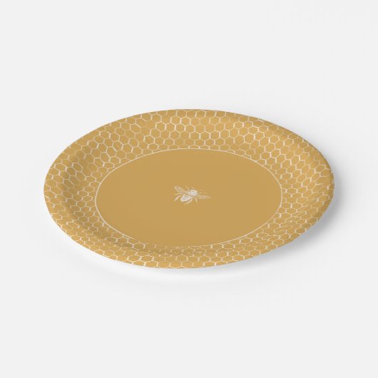 Assiettes En Carton Motif Golden Honeypeb (Angle)