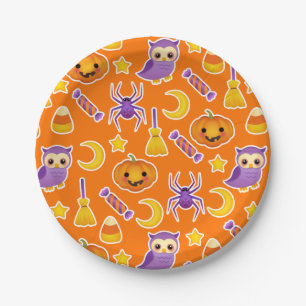 Assiettes En Carton Motif graphique mignon de Halloween