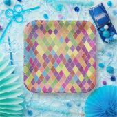 Assiettes En Carton Motif Grunge Harlequin (Fête)