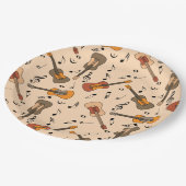 Assiettes En Carton Motif Guitare Music Notes (Angle)