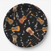 Assiettes En Carton Motif Guitare Music Notes (Devant)