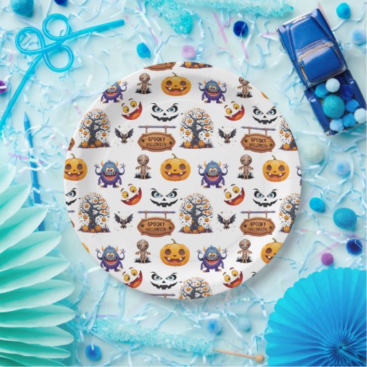 Assiettes En Carton Motif Halloween activé (Fête)