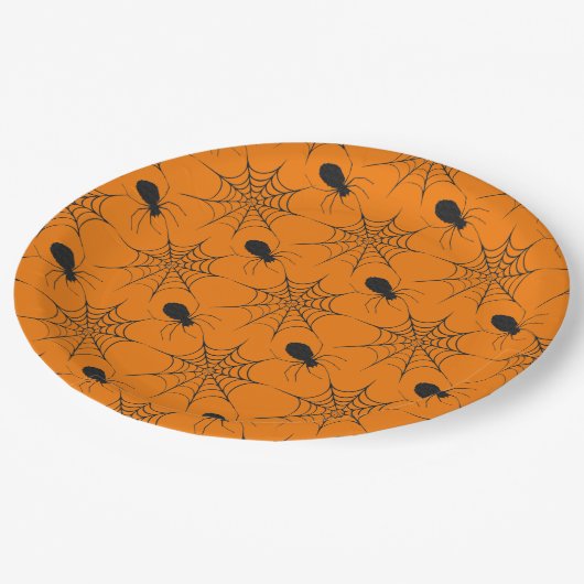 Assiettes En Carton Motif Halloween Spiderweb (Angle)