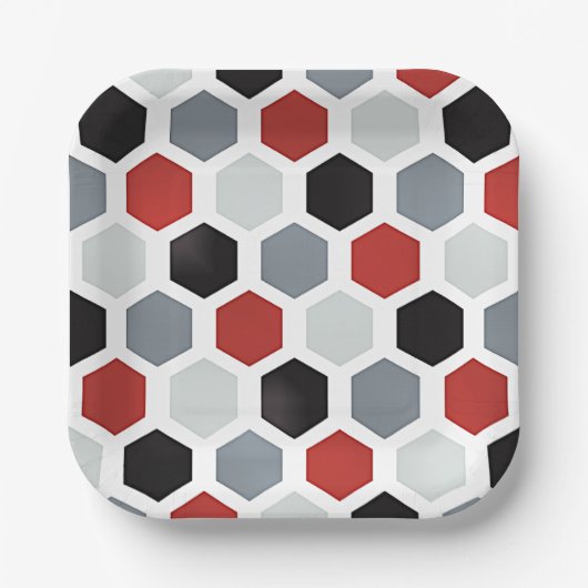 Assiettes En Carton Motif Hexagon d'Art Moderne (Recto)