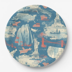 Assiettes En Carton Motif historique vintage-américain (3)