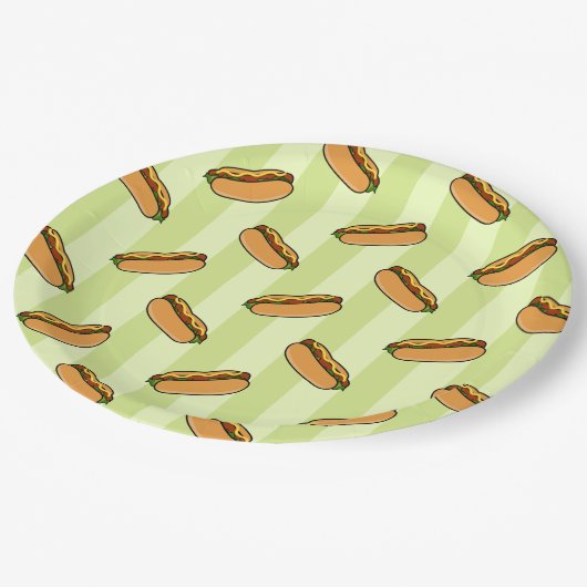 Assiettes En Carton Motif Hot Dog (Angle)