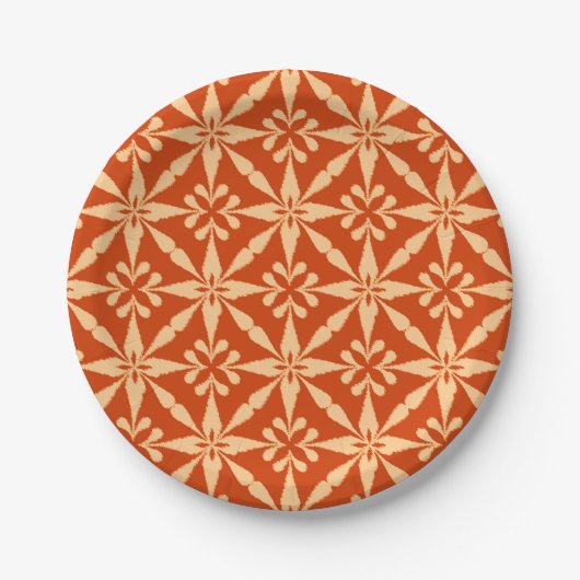 Assiettes En Carton Motif Ikat Star - Mandarin Orange (Devant)