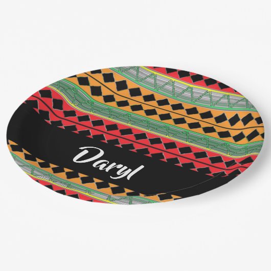 Assiettes En Carton Motif imprimé africain (Angle)