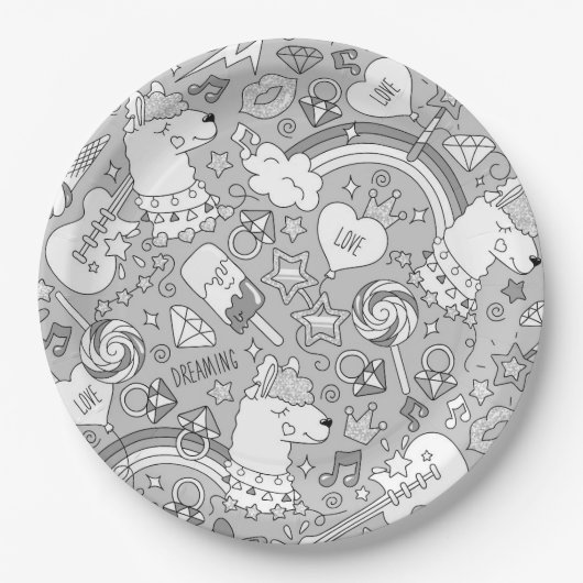 Assiettes En Carton motif lama 4 (Devant)