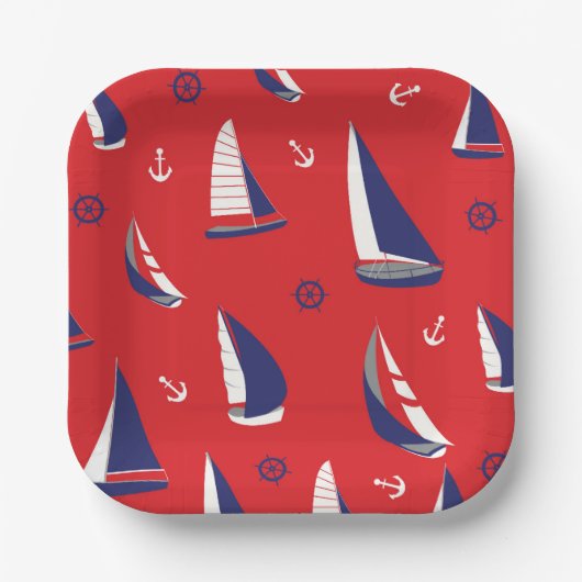 Assiettes En Carton Motif Lean Sailboat (Recto)