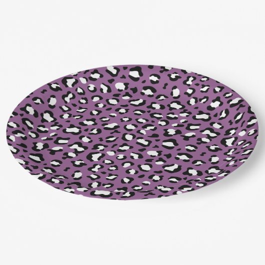 Assiettes En Carton Motif léopard, Spots léopards, Leopard pourpre (Angle)